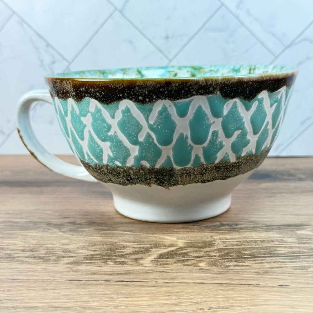 Meritage Otis Teal 27 oz Stoneware Soup Bowl w Handle / 1 Replacement Piece